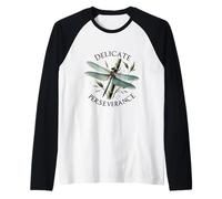 Delicate Perseverance Dragonfly Bamboo Nature Design Raglan Baseball Tee