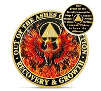 Delicate Phoenix 7 Year Sobriety Coin - Triangle Reborn from Fire AA Coins - Recovery Addiction AA Chips and Medallions - Celebrate 0-10 Years Clean and Sober Alcoholics Anonymous Gifts for Men Women