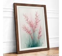 Delicate Pink Botanicals Botanical Framed Wall Art Print A3 (42×29.7cm) Walnut, Wall Decor for Living Room, Bedroom, Office & Home, Ready to Hang, Art Gift