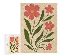 Delicate Pink Floral Illustration - Elegant Botanical Wall Art for Nature Lovers Jigsaw Puzzle, 500 PCS, Indoor Activity for The Home, A Rewarding Pastime for Dedicated Jigsaw Fans, at Home