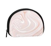 Delicate Pink Marble of Marble with Imitation of Rose Gold, Women's Storage Bag Shell Makeup Bag Small Coin Purse Shell Change Pouch