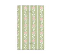 Delicate Pink Rose and Leaf Motif On Stripe Single Toggle Blank Wall Plate Light Switch Cover Decorative 1 Gang for Kitchen Room Bathroom Size 11.4x7cm