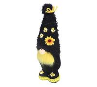 Delicate Plush Gnome Doll with Sunflower for Spring Party Wedding Birthday Festive Home Decoration 28 X 10 X 8cm (Black)