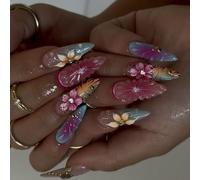 Delicate Presses on Nails Set with Blushes Gradient and Golden Detail for Special Occasions ABS False Nails with Gold Beads