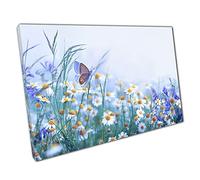 Delicate Purple Wild Lavender And Stunning Chamomile Flowers Meadow Floral Butterfly Wall Art Print On Canvas Picture For Home Office Decor 91x61cm (36x24In)