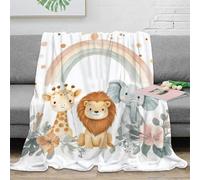 Delicate Rainbow Animal 3D Printed Microfiber Blanket Sofa Decor Jungle Friends Throw Blanket Soft Warm for Bedroom Lounge 40x50inch(100x130cm)