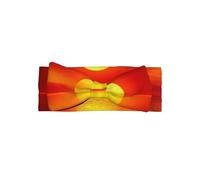 Delicate Red Sunrise Print Baby Bow Headband â€“ Headband for Newborns & Infants with Full Moon Gift Appeal