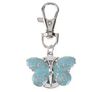 Delicate Round Metal Women's Pocket Fob Watches Keychain with Portable Design, Easy to Read Time Accurately, Featuring a Fashionable Blue Cartoon Style and Women