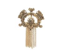 Delicate Scrollwork Alloy Pin With Dangling Crystal Fringe Embellishment Tassels Brooch Vintage Coat Accessories Handcrafted Filigree Tassels Pin