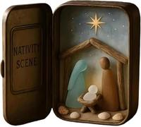 Delicate Sea Glass Nativity Scene | Miniature Christmas Nativity Set in a Tin Box | Handmade Miniature Christmas Nativitys Set with Sea Glass Driftwood, for Mom, Friends Oceans Lovers