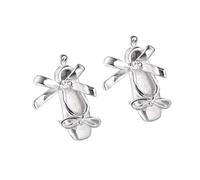 Delicate Silver Ballet Shoe Ear Studs Playful Ballet Shoe Earrings Adornment Great For Parties And Special Occasions Cute Jewelry For Women