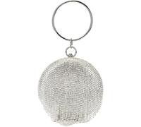 Delicate Silver Evening Purse Ball Shape Handbag Durable Construction, Ample Storage Space, Daily Travel Utility Women Banquet Party, Rhinestone Embellished round Clutch Bag with Chain Strap for Fo...