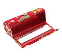 Delicate Single Lipstick Case with Mirror, Cloth Button Red | Japanese Style Purse Organiser, Protects One Tube, Helps Prevent Bag Stains, for Travel and Commuters