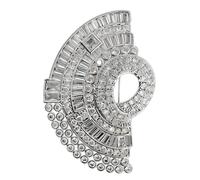 Delicate Sparkly Brooch Enhances Neckline on Blouses Jackets and Formal Attire Elegant Evening Wear Pin Accessory Rhinestones Fan Brooch