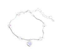 Delicate Sterling Silver Bracelets With Charms Chain Women Bracelet Female Engagement Jewelry Bracelet Pageant Jewelry for Girls (Silver, One Size)