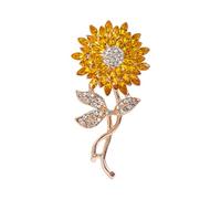 Delicate Sunflowers Crystal Brooch With Reinforced Backing Stylish Clothing Accessory For Casual Office Occasions Secure Clasp Sunflower Pin