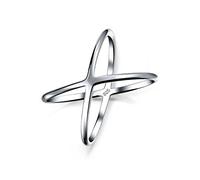 Delicate Thin Open Modern Simple Geometric Atomic X Criss Cross Ring For Teen For Women .925 Sterling Silver