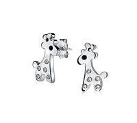 Delicate Tiny Zoo Animal Lover Cartoon Cubic Zirconia Giraffe Stud Earrings For Women For Teen .925 Sterling Silver