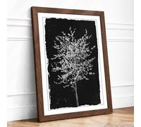 Delicate Tree in White Minimalist Framed Wall Art Print A4 Walnut | Ready to Hang, Premium Gi Paper, Fade-Resistant Inks, Securely Packaged, UK Made