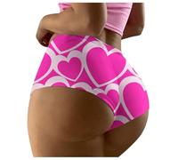 Delicate triangle briefs with loving heart design - loose cut, colourful worn in soft material. A charming alternative to classic underwear that brings joy, Hot Pink, L