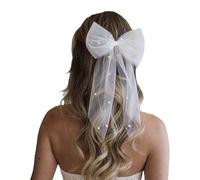 Delicate Veil Hair Clip Headpiece Bow Knot Pearl Hairpin Bachelorette Party Bridal Hair Jewelry Headpiece