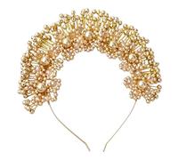 Delicate Wedding Headpiece Pearls Headband with Artificial Pearls and Sparkling Crystals Flexible Metal Hair Jewelry Bridal Hair Accessory