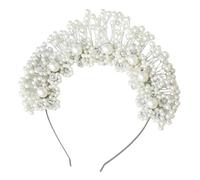 Delicate Wedding Headpiece Pearls Headband with Artificial Pearls and Sparkling Crystals Flexible Metal Hair Jewelry Bridal Hair Accessory