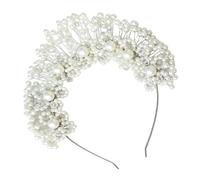 Delicate Wedding Headpiece Pearls Headband with Artificial Pearls and Sparkling Crystals Flexible Metal Hair Jewelry Stone Headband Stone Headpiece Wedding Hair Ornament