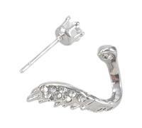 Delicate Wings Theme Ear Bone Claw Bling Handmade Cartilage Stud Earrings Rhinestone Jewelry for Women Wing Earrings Daily Wear, フリーサイズ