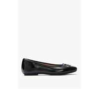 Delicato Bow Black Leather Ballet Pumps - Black Patent / 7