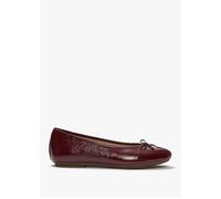 Delicato Bow Burgundy Leather Ballet Pumps - Burgundy Patent / 6