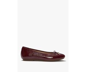 Delicato Bow Burgundy Leather Ballet Pumps - Burgundy Patent / 6