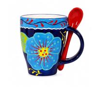 Delicioso Hand Painted Mug with Spoon (Vaso con Cucharita)