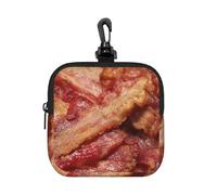 Delicious Bacon Background, Square Zipper Storage Bag, Neoprene Coin Purse, Small Wallets, Change Pouch, Change Purse
