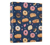 Delicious Bread Pattern 3 Ring Binder 1.5 Inch Round Ring Binder View Binder Holds 200 Documents for Home School Office Use