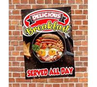 Delicious Breakfast Pub, Club, Cafe, Restuarant Advertising Sign Self Adhesive Gloss Sticker A3 size 420mm x 297mm V2