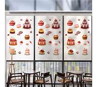 Delicious Cake Pattern Frosted Window Films Privacy Static Cling Decorative Glass Film for Coffee Shop Cake Shop Bakery 19.7x47.2 Inches 50x120cm