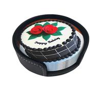 Delicious Cakes 6-Piece Coaster Set, Round Coaster Set Suitable For Various Mugs,& For Home Decoration Desktop Protectors.