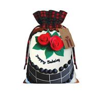 Delicious Cakes Holiday Printed Drawstring Pouch M, Lightweight Drawstring Bag For Storage And Wrapping
