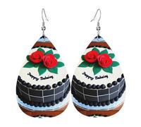 Delicious cakes Leather Earring. Stylish teardrop shape, perfect for women, and a great decorative choice for parties and holidays.