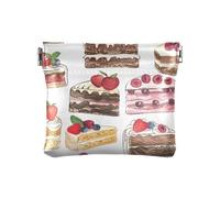 Delicious Cakes Pattern Squeeze Coin Purse Pouch Change Holder PU Leather Mini Wallet Coin Pocket for Women Girls Men