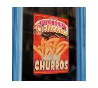 Delicious Churros Sold Here Printed Vinyl Wall Window Sign Cafe Kiosk Self Adhesive high quailty Takeaway Restaurant Sticker Food