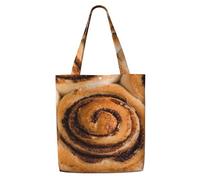 Delicious Cinnamon Rolls Bread Pattern,Reusable Grocery Bags Shopping Tote Bags Large Capacity Canvas Shoulder bag