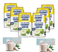 Delicious Coconut Water 330ml - Healthy & Hydrated! Coconut Water Drink (6 x Cans (Half Box))