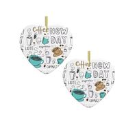 Delicious Coffee Christmas Tree Ceramic Hanging Bauble Personalised Xmas Baubles Cute Christmas Ornaments Gifts For Kids Family Friends