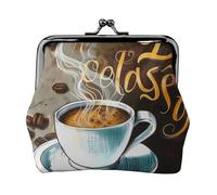 Delicious Coffee Print Coin Purse for Women Cute PU Leather Kiss-lock Change Purse Wallet, Black, One Size, Pattern