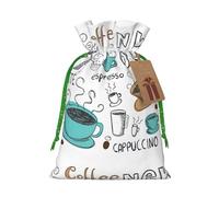 Delicious Coffee Print Xmas Drawstring Wrapping Bags For Xmas Package Storage, Christmas Party Supplies Favors