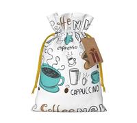 Delicious Coffee Print Xmas Drawstring Wrapping Bags For Xmas Package Storage, Christmas Party Supplies Favors