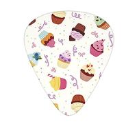 Delicious Cupcakes 12-Pack Guitar Picks Set â€“ Unique Single-Sided Printed Picks With Abs Material For Acoustic, Electric Guitars & Ukuleles