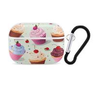 Delicious Cupcakes Earbuds Organizer Shockproof Protective Airpods Pro Cover with Carabiner Clip Anti Fall Carrying Earphone Case Cover for Airpods Pro 2nd Generation White